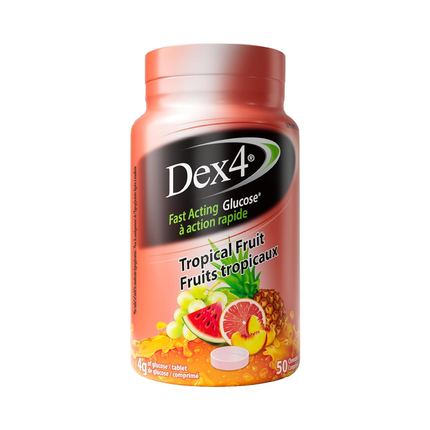 Dex4 - Comprimés de glucose à action rapide - Fruits tropicaux | 50 Comprimés