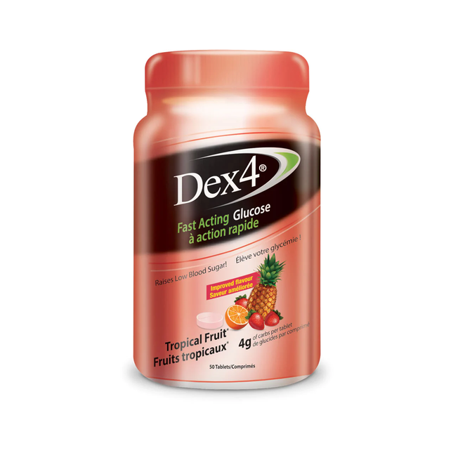 Dex4 - Comprimés de glucose - Fruits tropicaux | 50 comprimés 