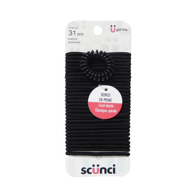 Scunci - U Got This Black Cord Elastics | 31 pcs