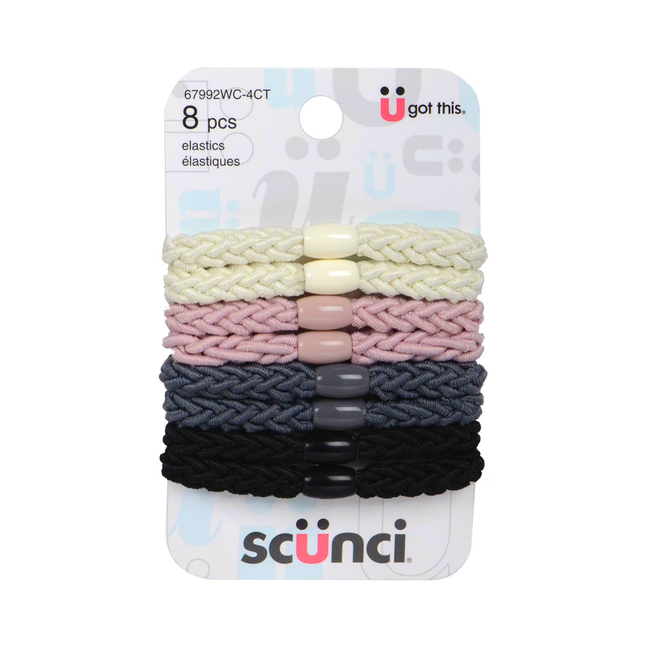 ÉLASTIQUES EN PERLES TRESSÉES SCUNCI 8 PC