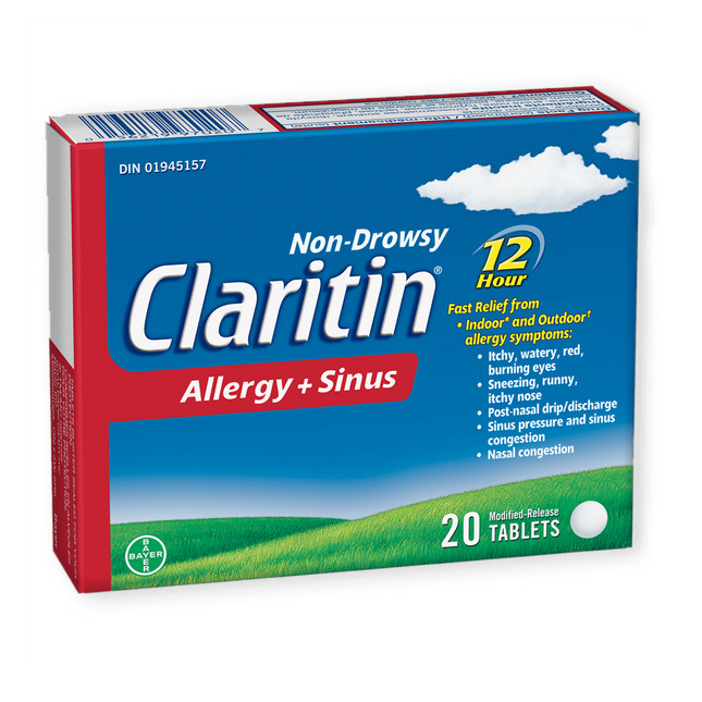 Claritin - Comprimés sans somnolence pour les allergies et les sinus 12 heures | 20 comprimés