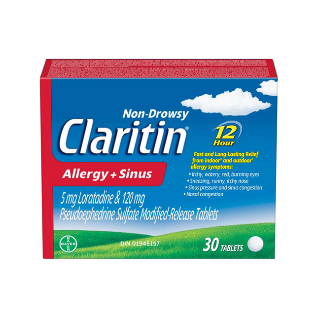 Claritin - Comprimés sans somnolence pour les allergies et les sinus 12 heures | 30 comprimés