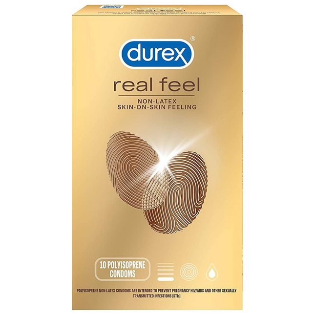 Durex - Préservatifs en polyisoprène synthétique sans latex naturel Real Feel | 10 préservatifs