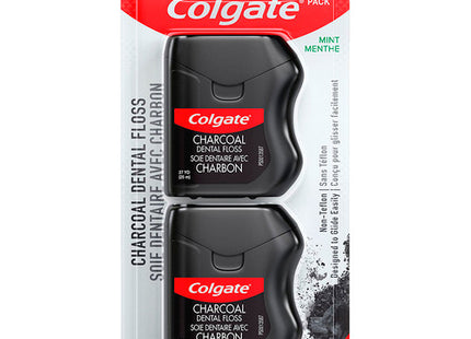 Colgate - Fil dentaire ciré au charbon de bois - Aromatisé à la menthe | 25 m X 2 paquets