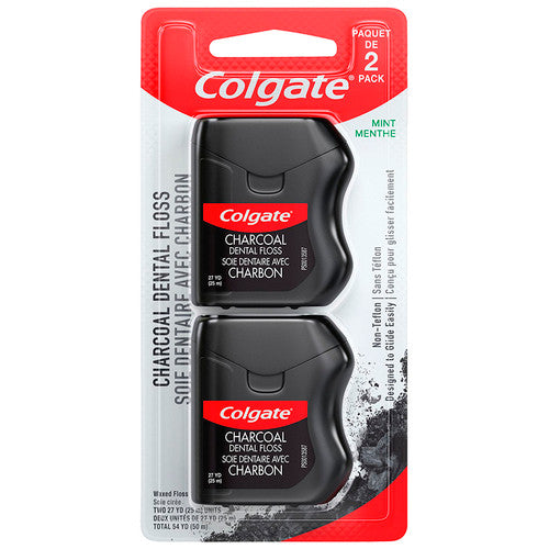 Colgate - Charcoal Dental Waxed Floss - Mint Flavoured | 25 m X 2 packs