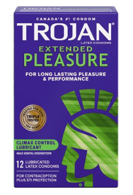 Préservatifs Trojan Extended Pleasure avec lubrifiant Climax Control | 12 comptes 