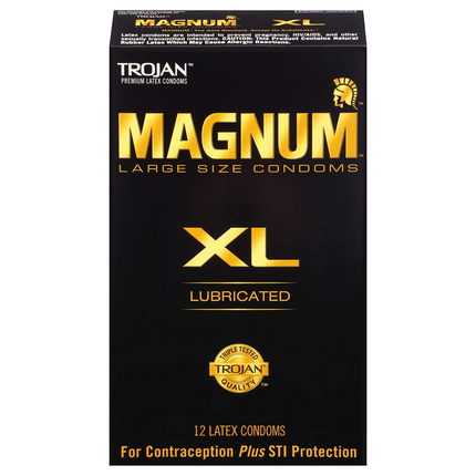 TROJAN - Préservatifs en latex lubrifiés Magnum 12 unités | Original ou XL
