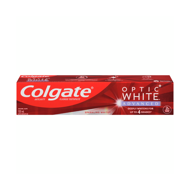 Colgate - Optic White Advanced Anticavity Fluoride Toothpaste, Sparkling White | 133 mL