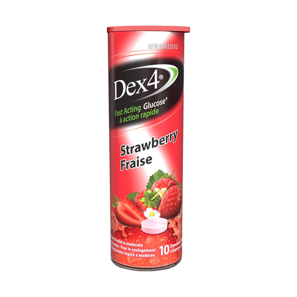 Dex4 - Comprimés de glucose, fraise | 10 comprimés