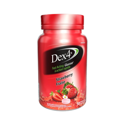 Dex4 - Comprimés à croquer au glucose à action rapide - Fraise | 50 comprimés