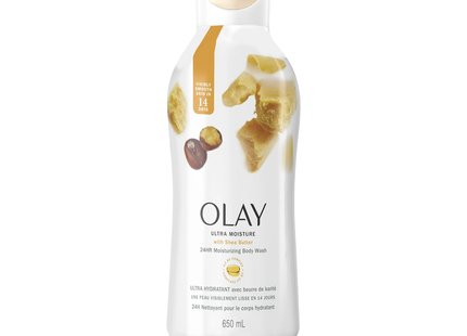 Olay - Nettoyant pour le corps hydratant 24 heures Ultra Moisture avec beurre de char | 650 ml