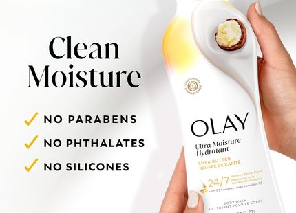 Olay - Gel douche Ultra Moisture avec hydratation 24 h, beurre de karité | 650 ml