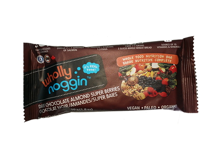 Wholly Noggin Foods - Superberries au chocolat noir et aux amandes | 50 g, boîte de 12