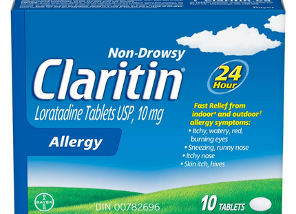 Claritin - Comprimés de soulagement des allergies 24 heures sans somnolence | 10 comprimés