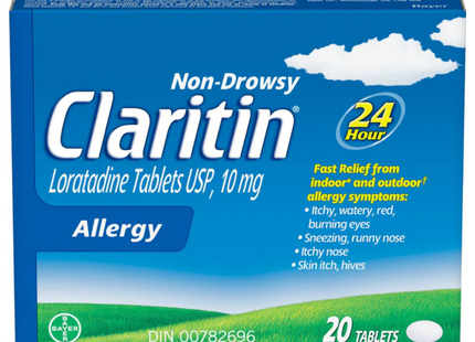 Claritin - Comprimés de soulagement des allergies 24 heures sans somnolence | 20 comprimés