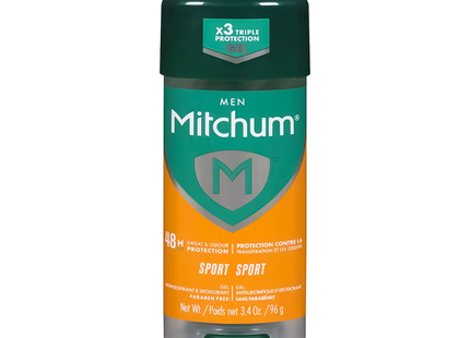 Mitchum - Gel anti-transpirant et déodorant triple action pour homme 48 h Sport | 96 g
