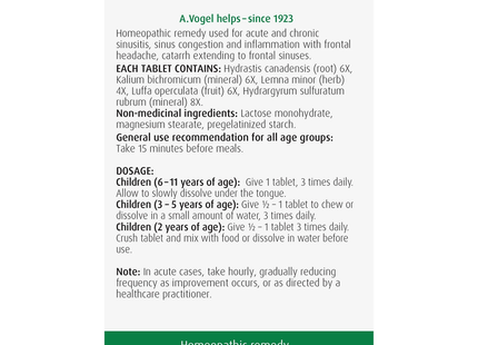 A.Vogel - Sinus Junior Tablets For Children Ages 2+ | 120 Tablets