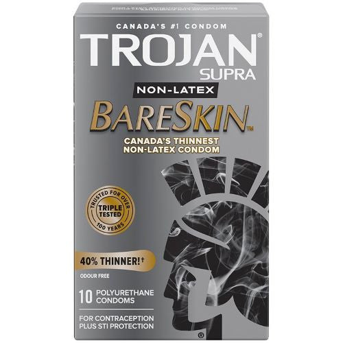 Trojan - Préservatifs BareSkin sans latex | 10 préservatifs en polyuréthane