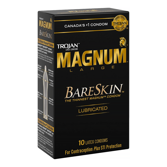 Trojan - Préservatifs Magnum Raw - Grand | 8 préservatifs lubrifiés en latex