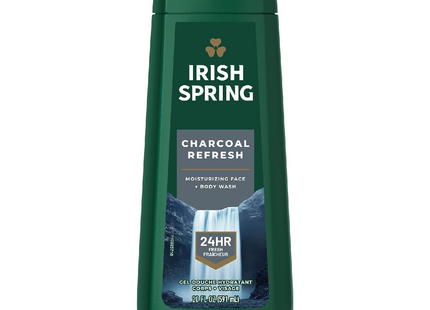 Irish Spring - Charcoal Refresh - Nettoyant hydratant pour le visage et le corps - Frais 24 heures | 591 ml