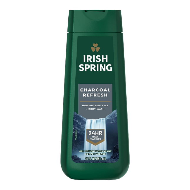 Irish Spring - Charcoal Refresh - Nettoyant hydratant pour le visage et le corps - Frais 24 heures | 591 ml