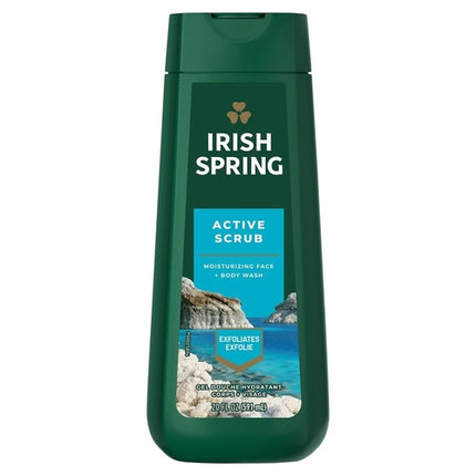 Irish Spring - Active Scrub - Nettoyant exfoliant et hydratant pour le visage et le corps | 591 ml
