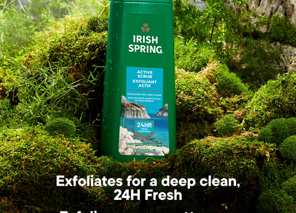 Irish Spring - Nettoyant exfoliant et hydratant visage et corps Active Scrub | 591 ml