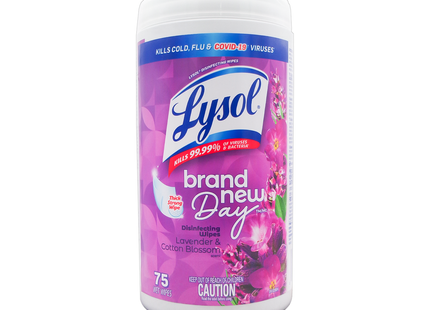 Lysol - Lingettes Désinfectantes Nouveau Jour - Lavande et Fleur de Coton | 75 Lingettes Humides