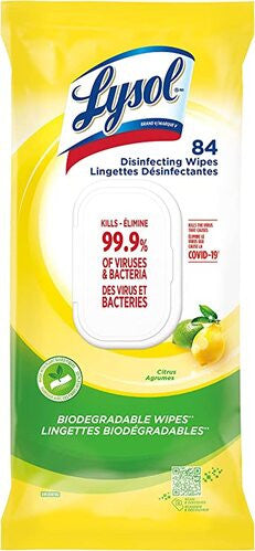 Lysol - Biodegradable Disinfecting Wipes - Citrus Scent | 84 Wipes