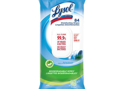 Lysol - Biodegradable Disinfecting Wipes - Spring Water fall Scent | 84 Wipes