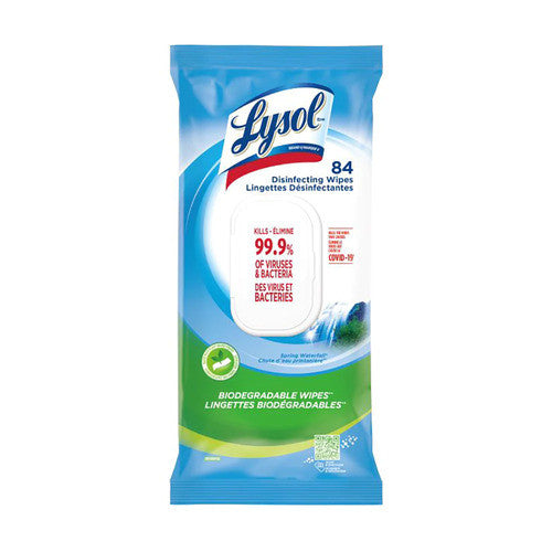 Lysol - Biodegradable Disinfecting Wipes - Spring Water fall Scent | 84 Wipes