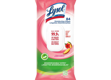 Lingettes désinfectantes Lysol Mangue et Hibiscus 84