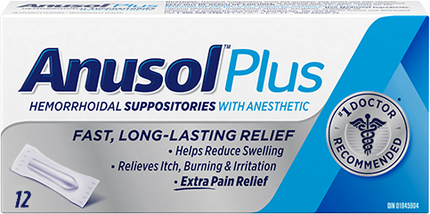 Anusol Plus Hemorrhoidal Suppositories with Anesthetic | 12 Count