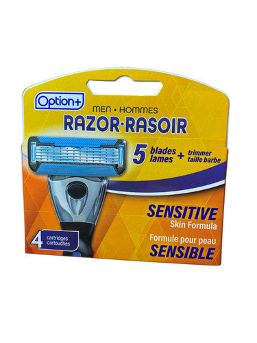 Option+ Men's Razor Blades Refill with Sensitive Skin Formula | 4 Cartridges