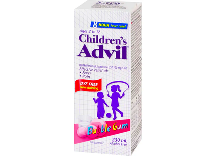 Advil - Advil liquide pour enfants - Sans colorant ni alcool - Saveur Bubble Gum - pour les 2 à 12 ans | 230 ml