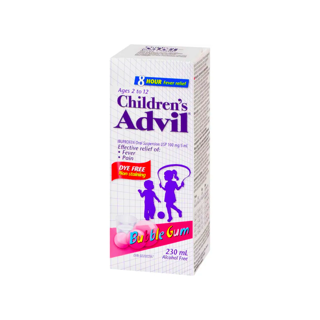 Advil - Advil liquide pour enfants - Sans colorant ni alcool - Saveur Bubble Gum - pour les 2 à 12 ans | 230 ml