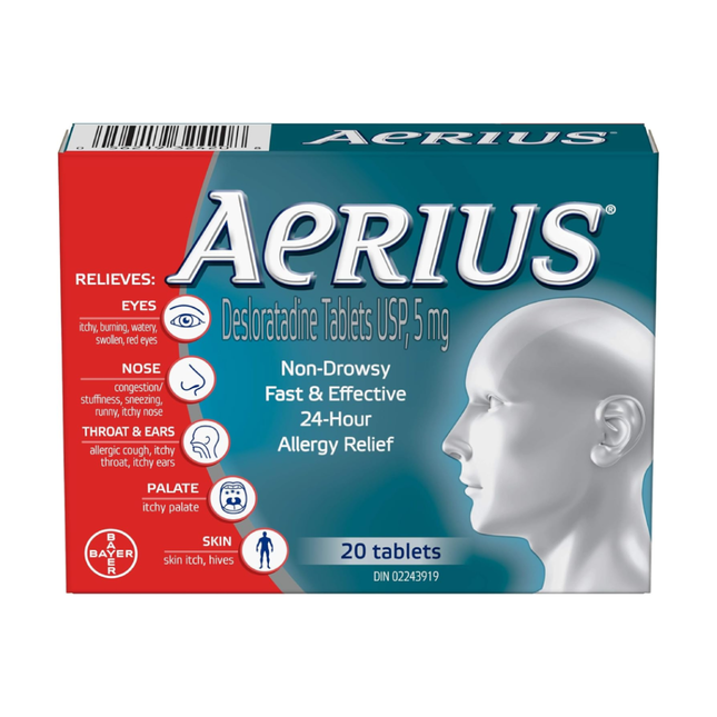Aerius - Comprimés anti-allergies sans somnolence 24 h | 20 comprimés