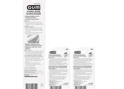 GUM - Stimulator Combo Long Handled Massager Remove Plaque & Promote Health (Handle + 2 Refill Packs)