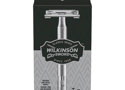 Wilkinson Sword Premium Long Metal Handle Razor | 1 Handle & 5 Double-Edged Safety Blades