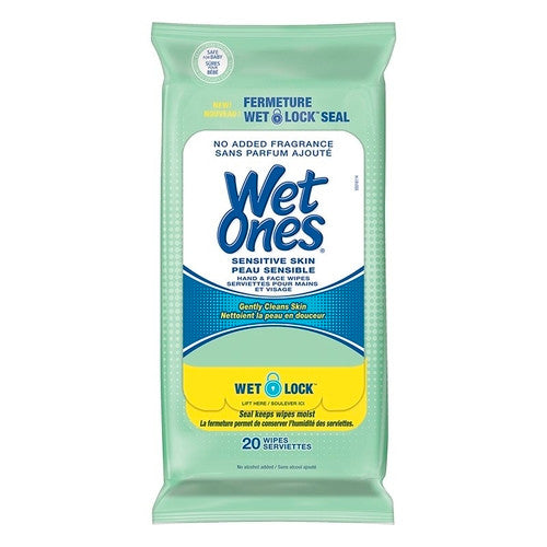 Wet Ones Hand & Face Wipes for Sensitive Skin | 20 Wipes