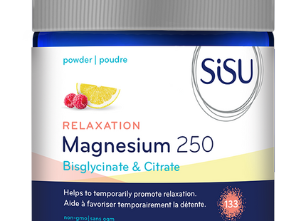 Sisu - Magnesium 250 Bisglycinate & Citrate for Relaxation - Powder Formula - Raspberry Lemonade Flavour | 133 g*