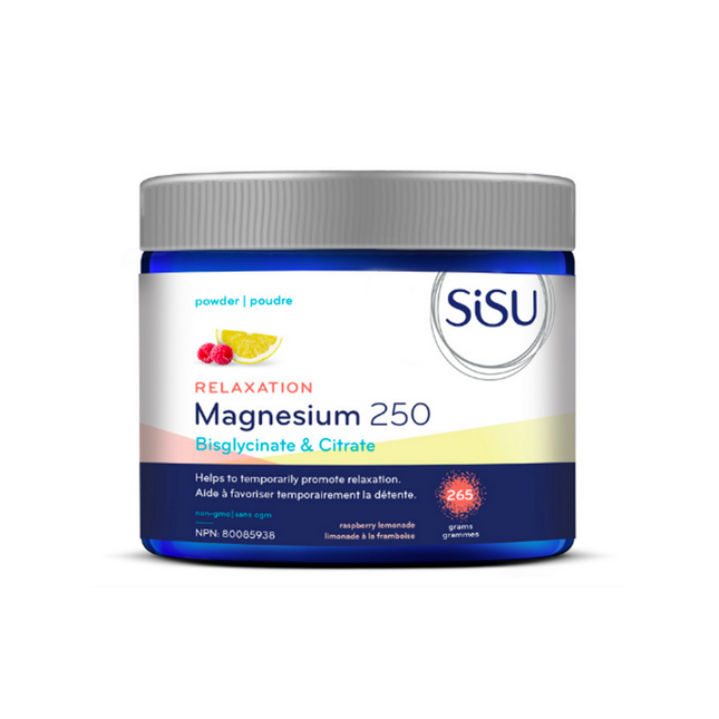 Sisu - Magnesium 250 - Bisglycinate & Citrate for Relaxation - Powder Formula - Raspberry Lemonade Flavour | 265g*
