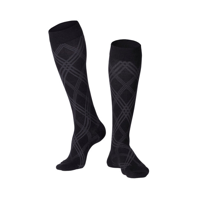 TRUFORM - "Touch" Mens Socks Black (Argyle Pattern) | 15-20 Mmhg