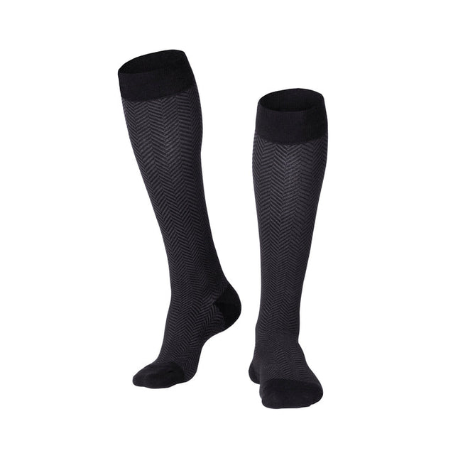 TRUFORM - "Touch" Mens Socks Black (Herringbone Pattern) | 20-30 Mmhg