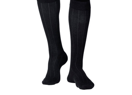 TRUFORM - "Touch" Mens Socks Black (Rib Pattern) | 15-20 Mmhg