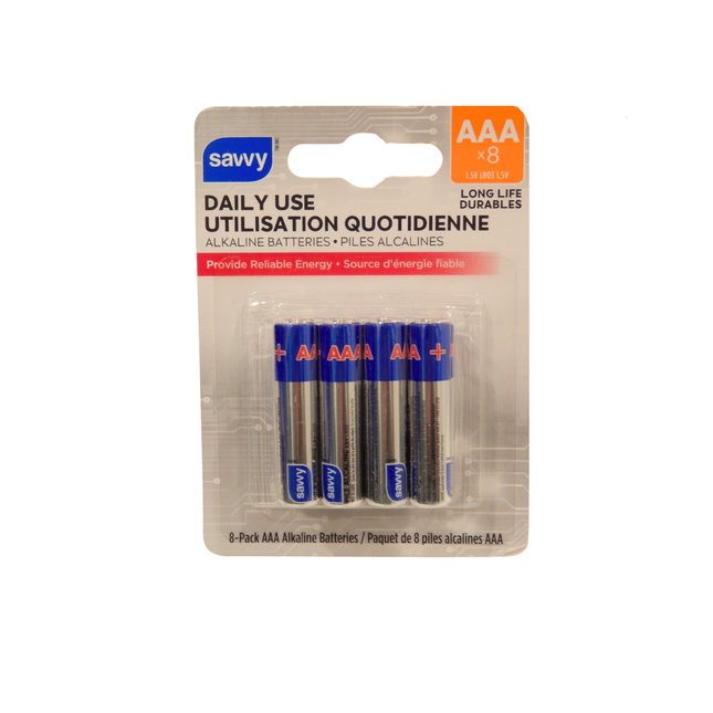 Savvy - Piles alcalines AAA à usage quotidien | Lot de 8