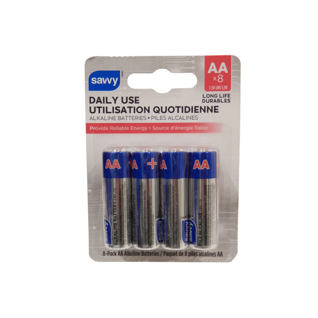 Savvy – Piles alcalines AA à usage quotidien | Lot de 8