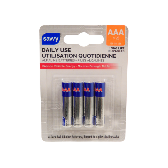 Savvy - Daily Use AAA Alkaline Batteries | 4 Pack