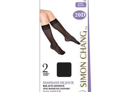 Simon Chang - Day Sheer Knee High Collection - Size 9-11 With Comfort Band | 2 Pairs