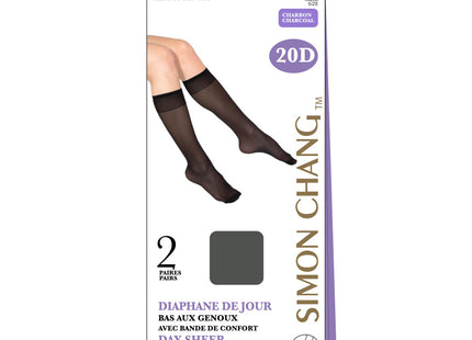 Simon Chang - Collection Day Sheer Knee High - Taille 9-11 avec bande de confort | 2 paires